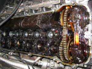 Carbonised oil on the vehicle's engine