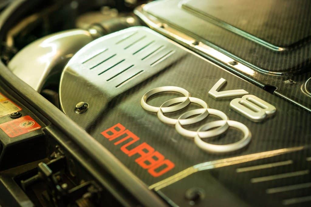 close up of v8 audi engine