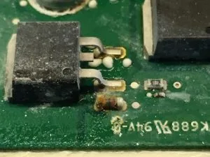 Water damaged ECU close up