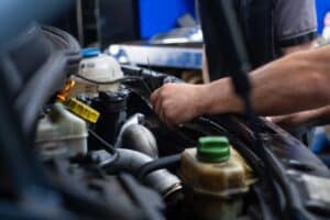 BMW engine being serviced