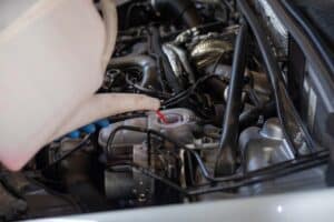 Engine fluids being replaced