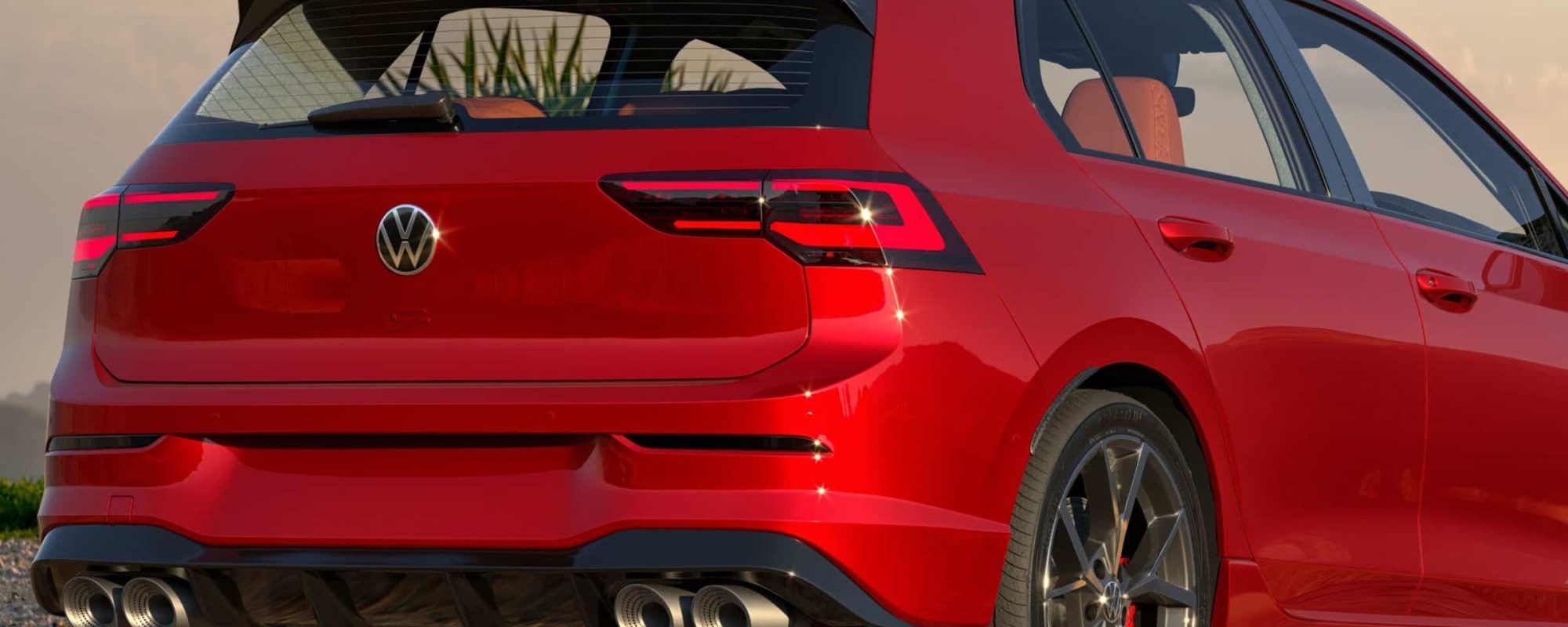 a red volkswagen car back